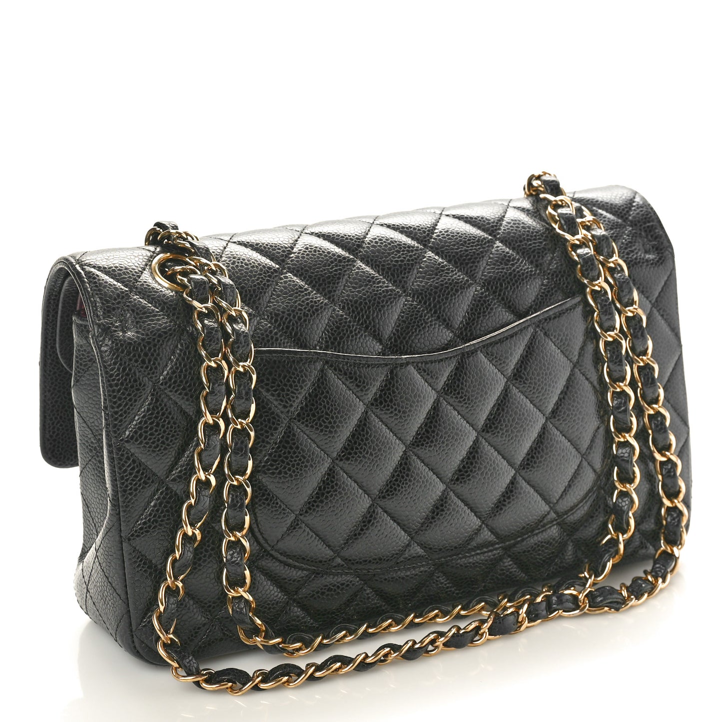 Caviar Quilted Medium Double Flap Black