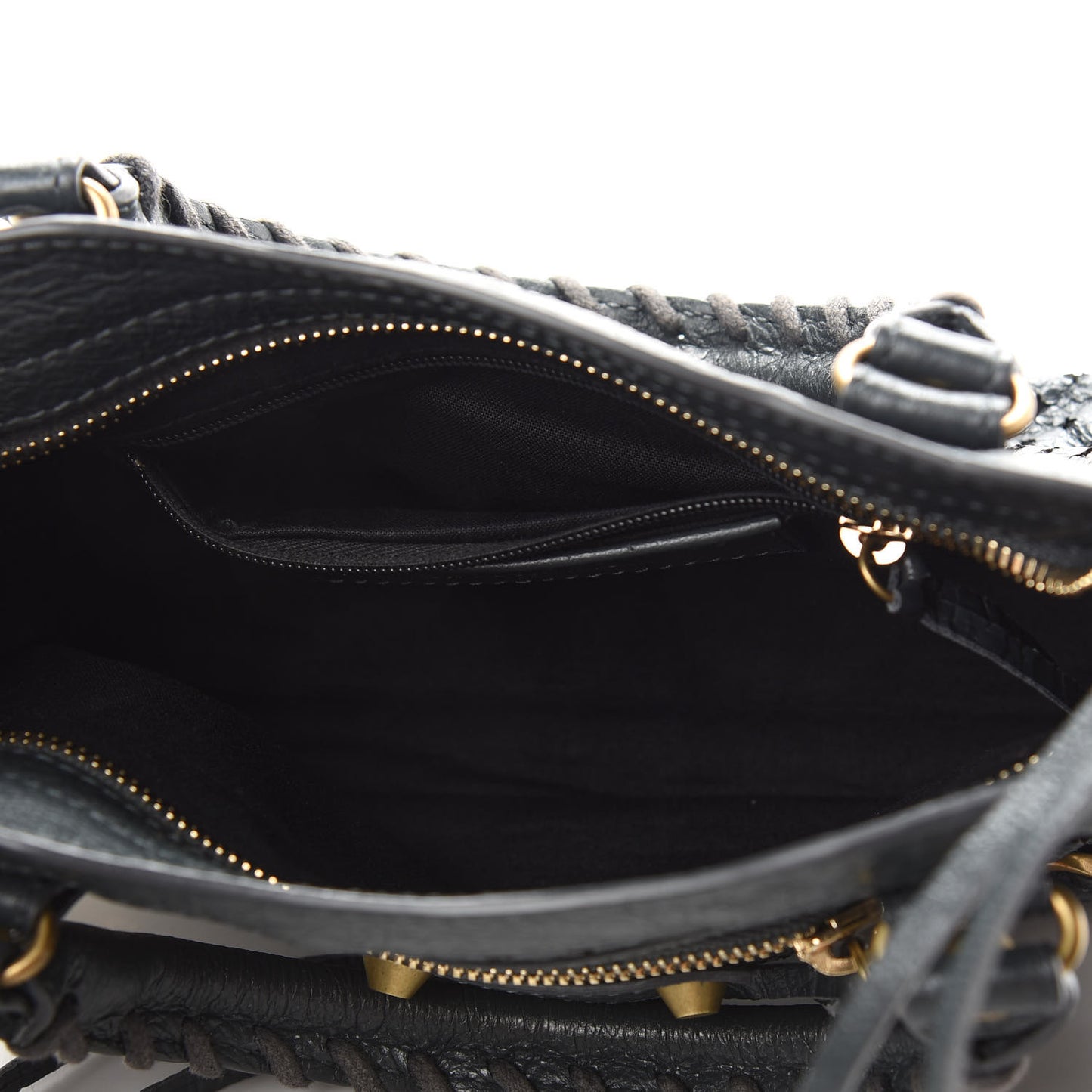 Agneau Stadio Laser Cut Cross Classic Gold Hardware Mini City Black