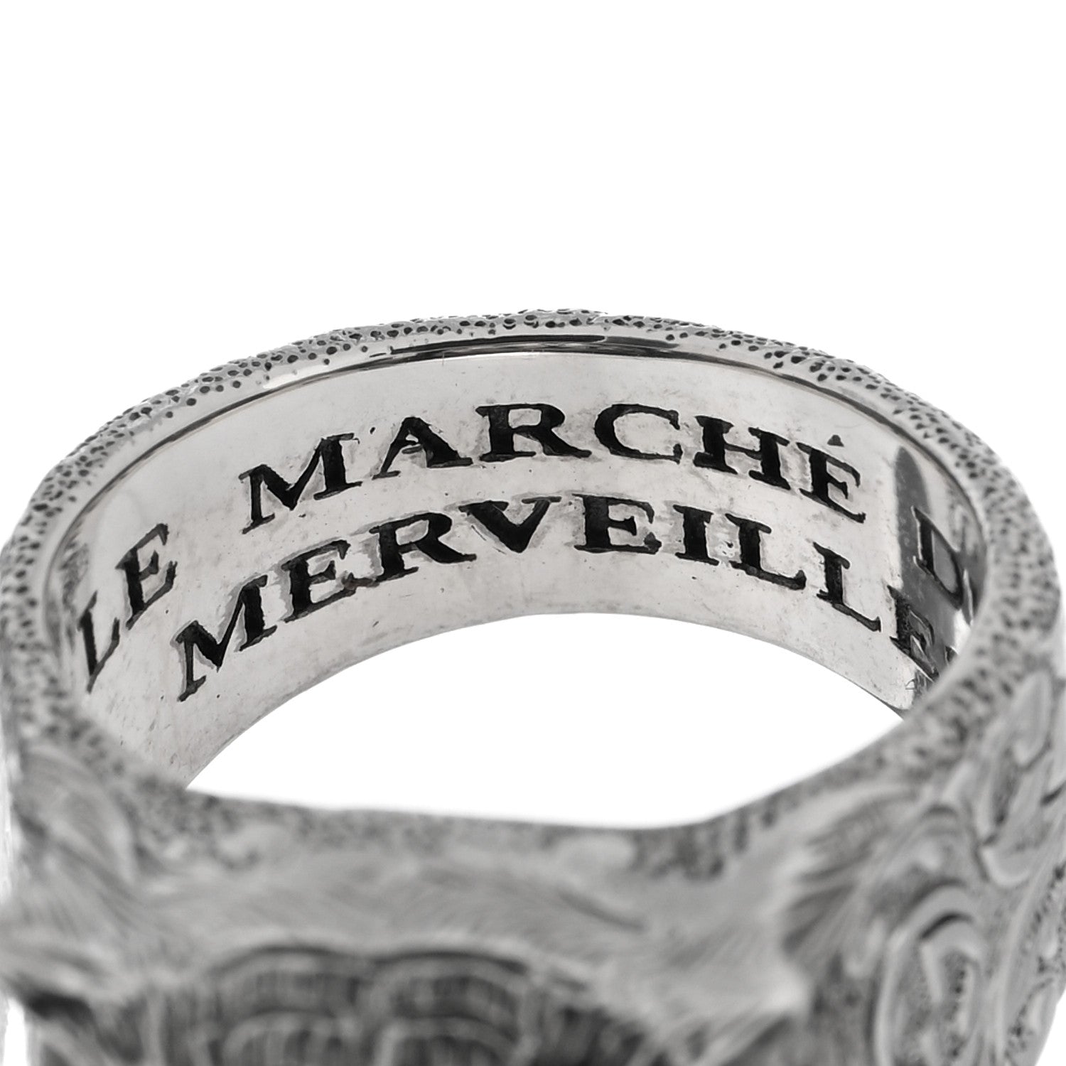 Gucci Sterling Silver Crystal Le Marche Des Merveilles Feline Head Ring 61 9.5 Purple 5 of 7