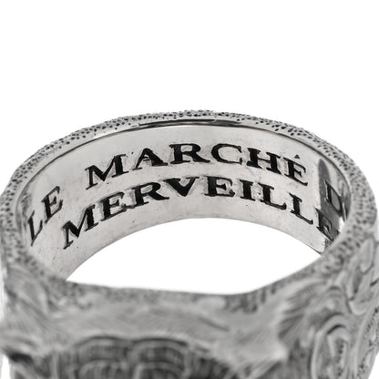 Gucci Sterling Silver Crystal Le Marche Des Merveilles Feline Head Ring 61 9.5 Purple 5 of 7