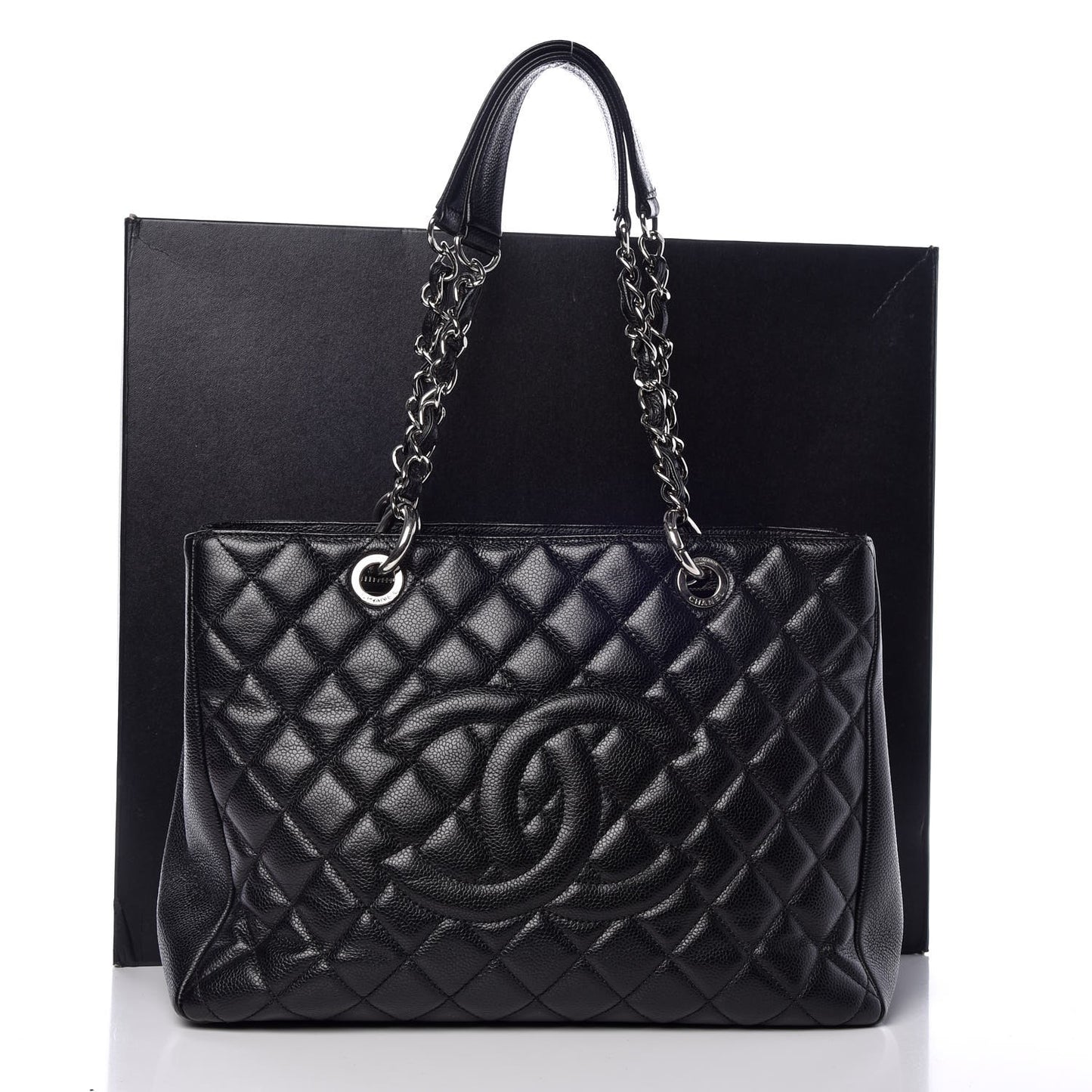 Caviar Quilted Grand Shopping Tote GST Black