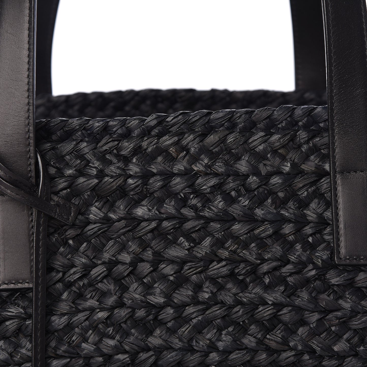 Raffia Medium Panier Bag Black