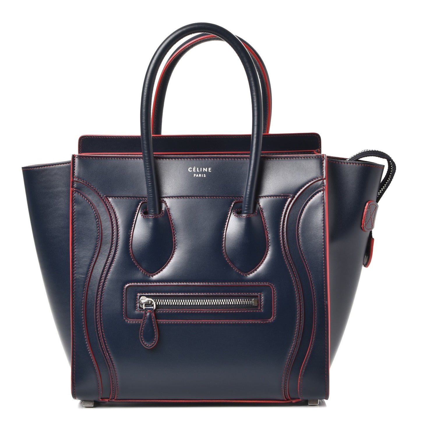 Satin Debossed Calfskin Micro Luggage Navy Blue