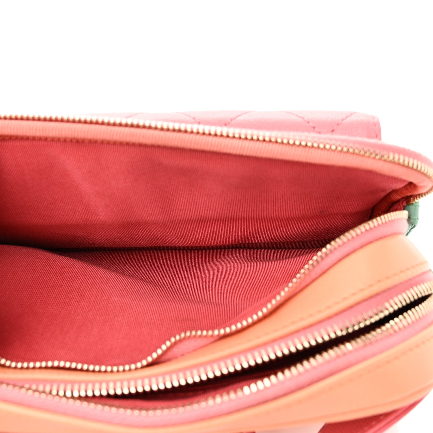 Chanel Goatskin Quilted Tri-Color In & Out Waist Bag Orange Green Pink 6 of 13