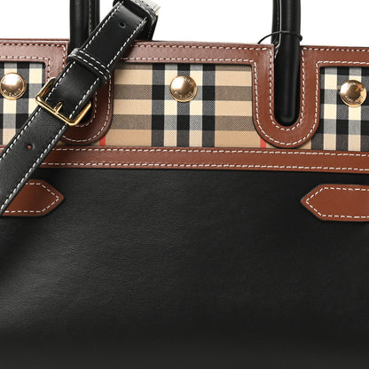 Burberry Calfskin Vintage Check Baby Two Handle Title Bag Black 7 of 9