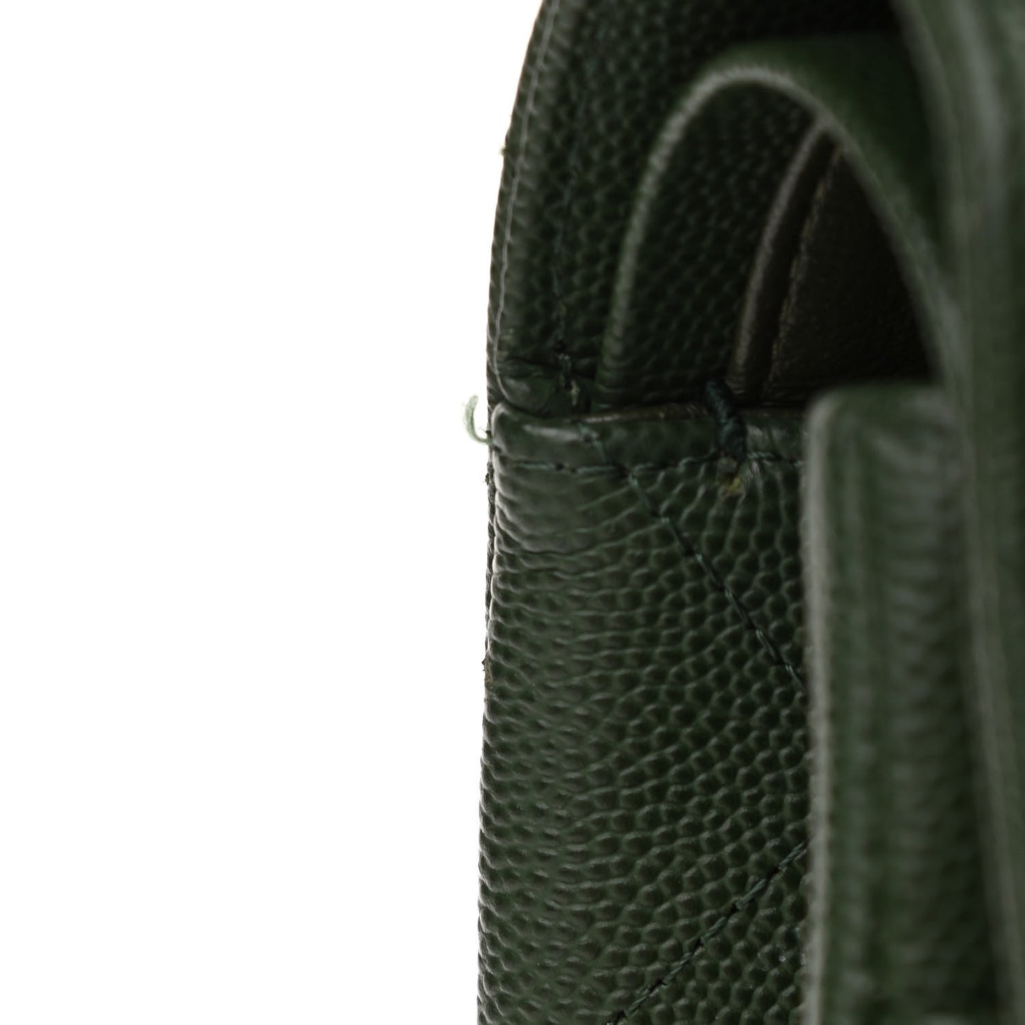 Caviar Quilted Jumbo Double Flap Dark Green