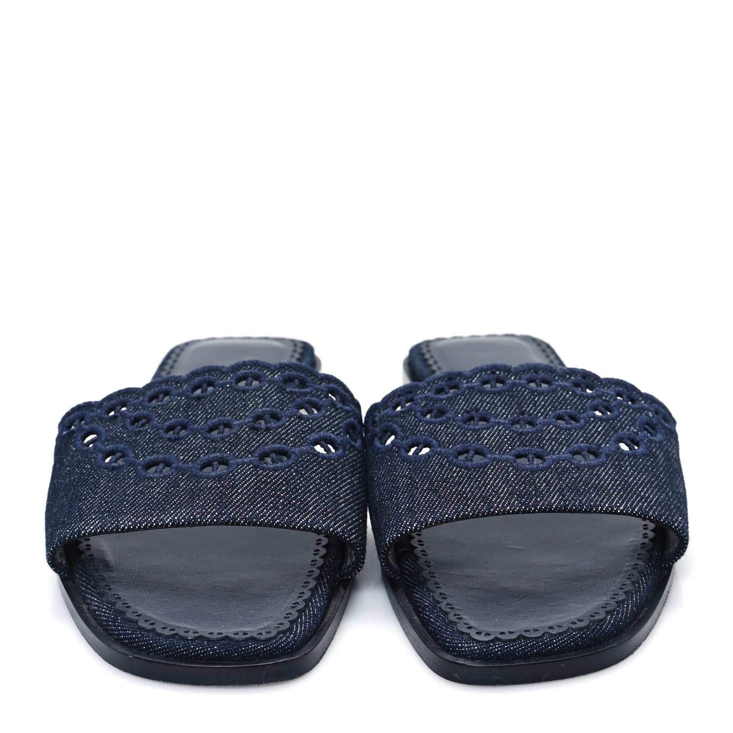 Hermes Denim Chaine d'Ancre Gaelle Sandals 38.5 Blue 3 of 8