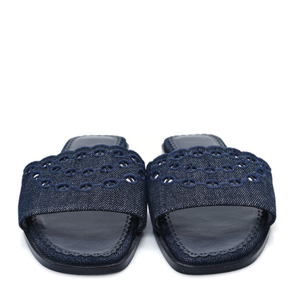Hermes Denim Chaine d'Ancre Gaelle Sandals 38.5 Blue 3 of 8