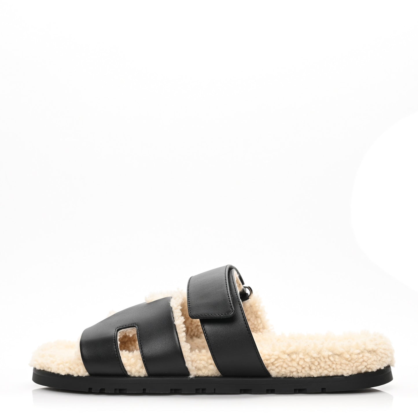 Calfskin Woolskin Mens Chypre Sandals 42.5 Black Ecru