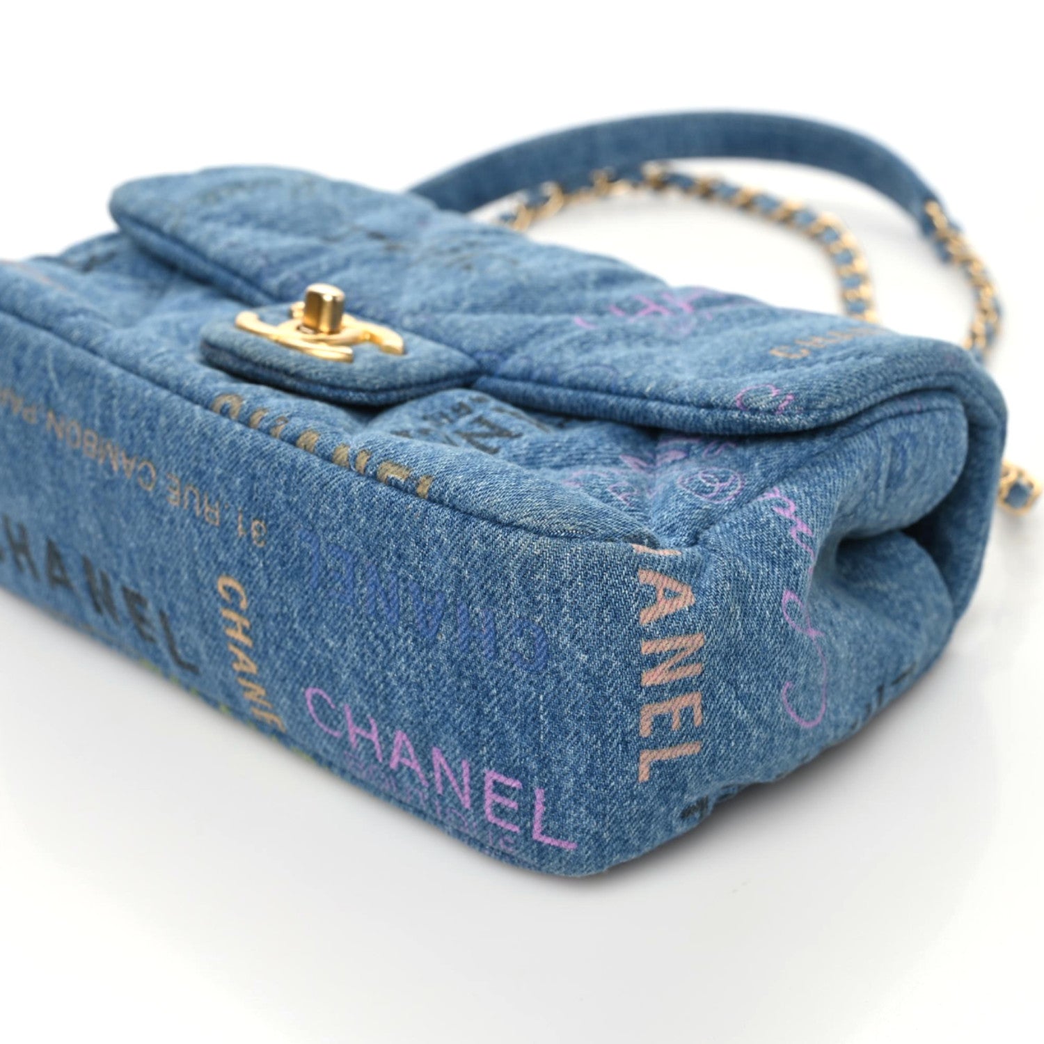 Chanel Denim Quilted Mini Denim Mood Rectangular Flap Blue Multicolor 6 of 9