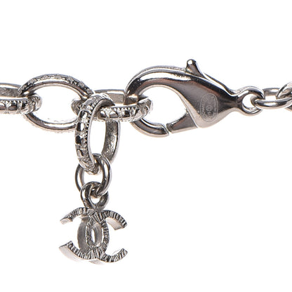 Chanel Pearl Crystal Baguette CC Long Necklace Silver 6 of 7