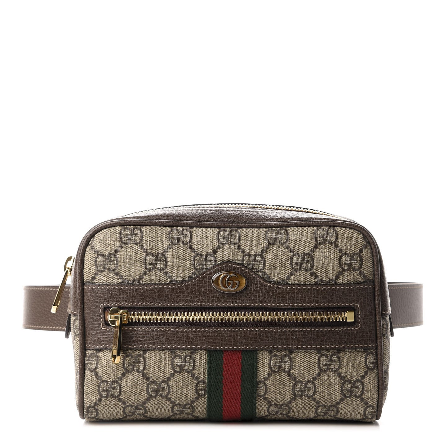 GG Supreme Monogram Web Small Ophidia Belt Bag 75 30 Dark Brown