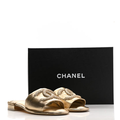Chanel Metallic Lambskin CC Braided Mules 39.5 Gold 12 of 12