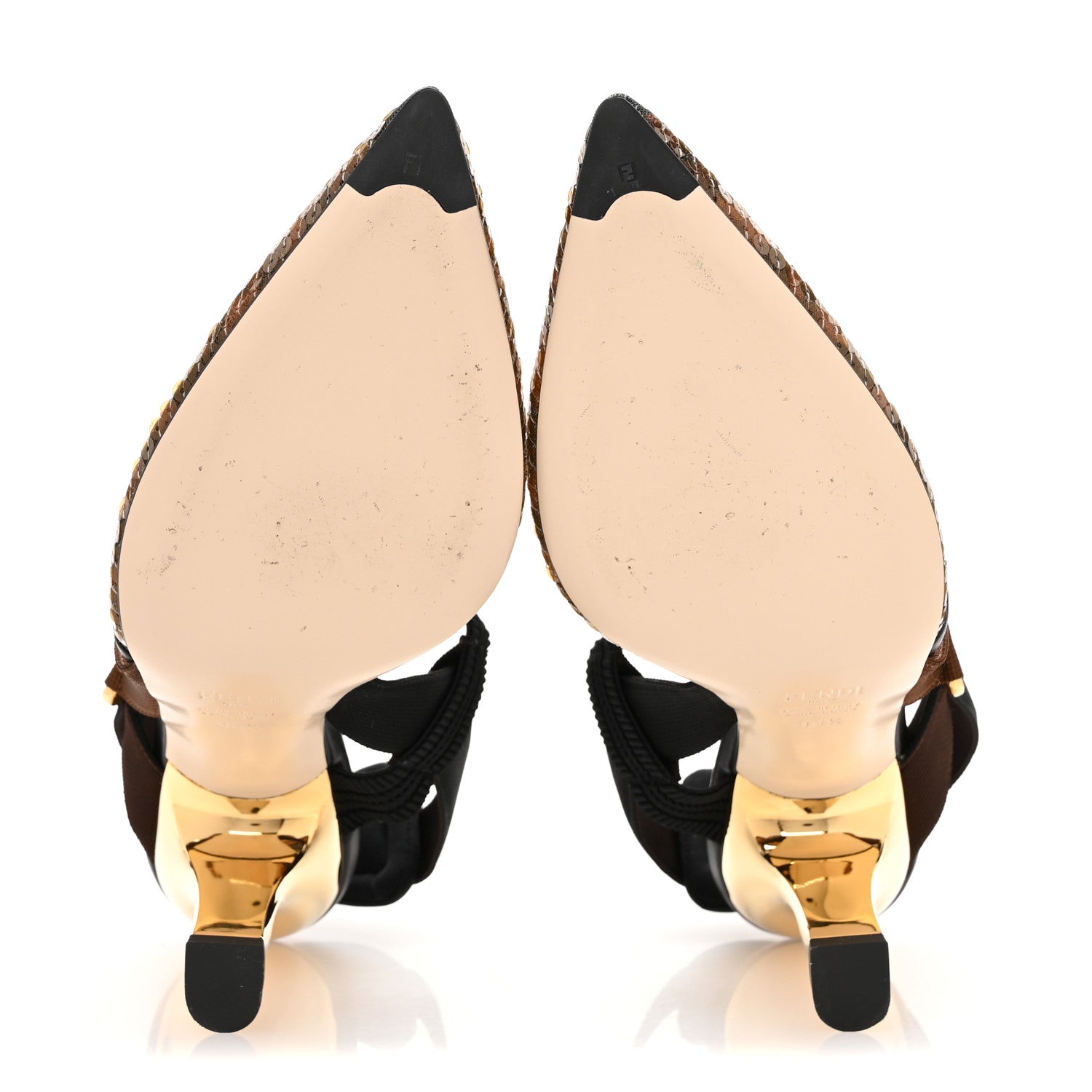 Fendi Sequin Paillettes FF Colibri 85mm Slingback Pumps 39.5 Black