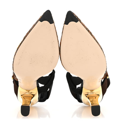 Fendi Sequin Paillettes FF Colibri 85mm Slingback Pumps 39.5 Black Ambra 6 of 8