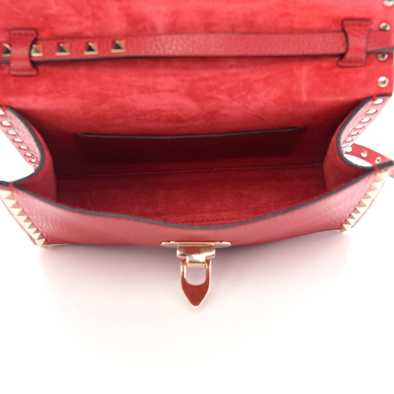 Valentino Garavani Pebbled Calfskin Medium Rockstud Flip Lock Crossbody Bag Red 5 of 9