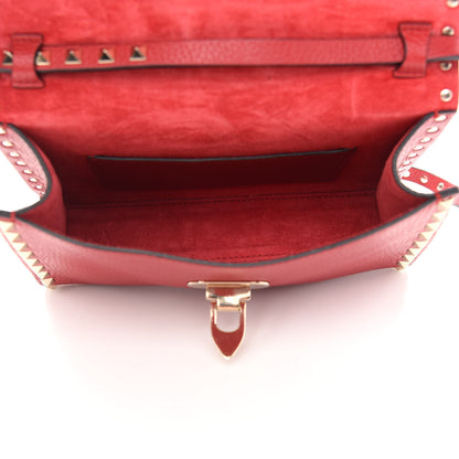 Valentino Garavani Pebbled Calfskin Medium Rockstud Flip Lock Crossbody Bag Red 5 of 9