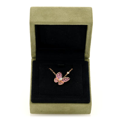 Van Cleef & Arpels 18K Rose Gold Diamond Pink Sapphire Two Butterfly Pendant Necklace 5 of 5