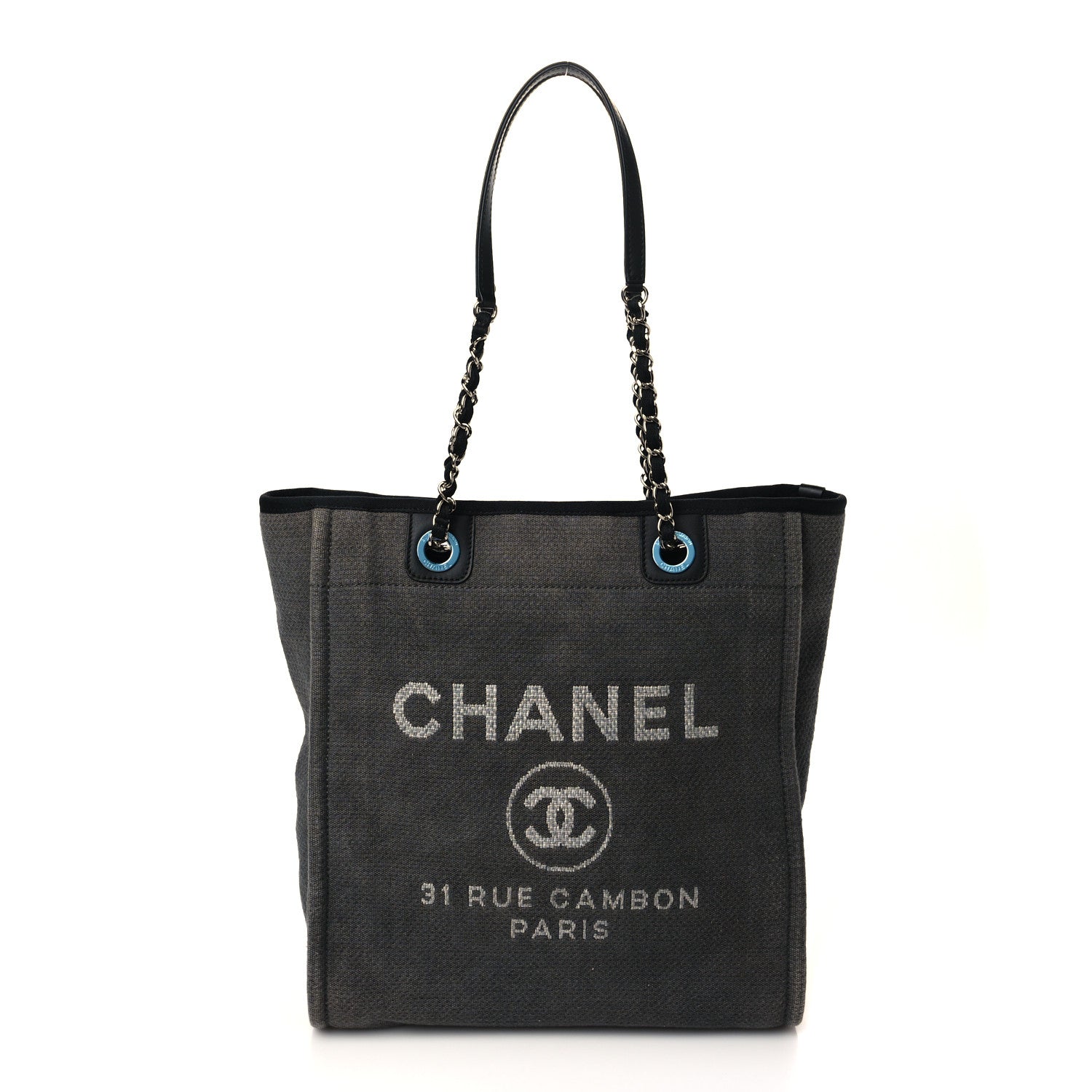 Chanel Canvas Mini Deauville Tote Dark Grey 1 of 6