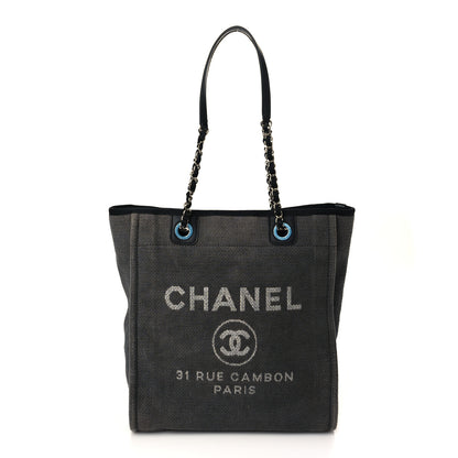 Chanel Canvas Mini Deauville Tote Dark Grey 1 of 6