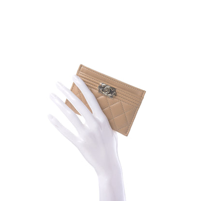 Chanel Lambskin Quilted Boy Card Holder Beige 2 of 11