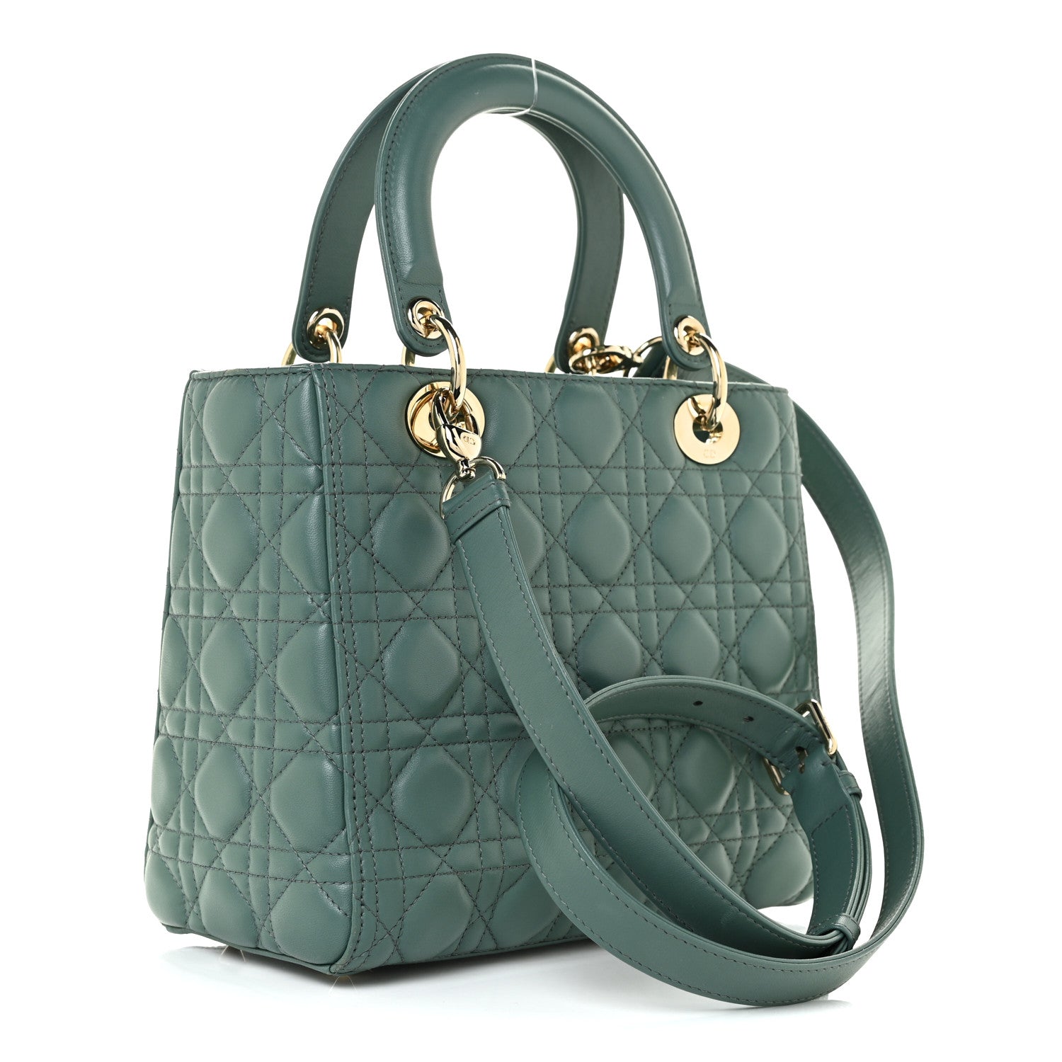 Christian Dior Lambskin Cannage Medium Lady Dior Orage 3 of 13
