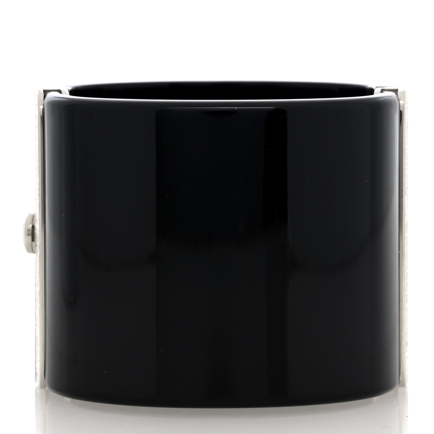 Resin Pearl Crystal CC Cuff Bracelet Black Silver