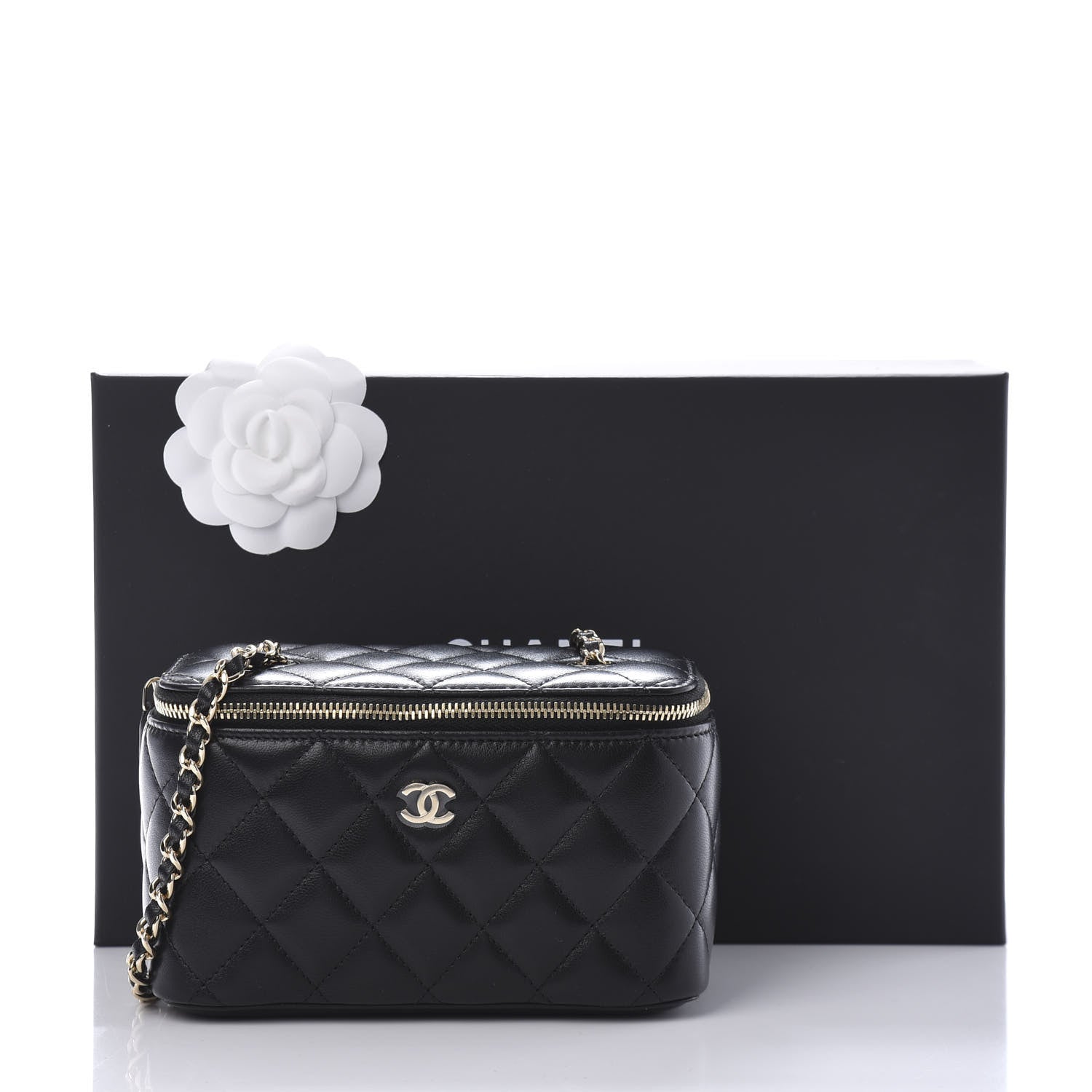 Chanel Lambskin Quilted Small Vanity Case With Chain Black 11 of 11