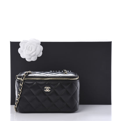 Chanel Lambskin Quilted Small Vanity Case With Chain Black 11 of 11