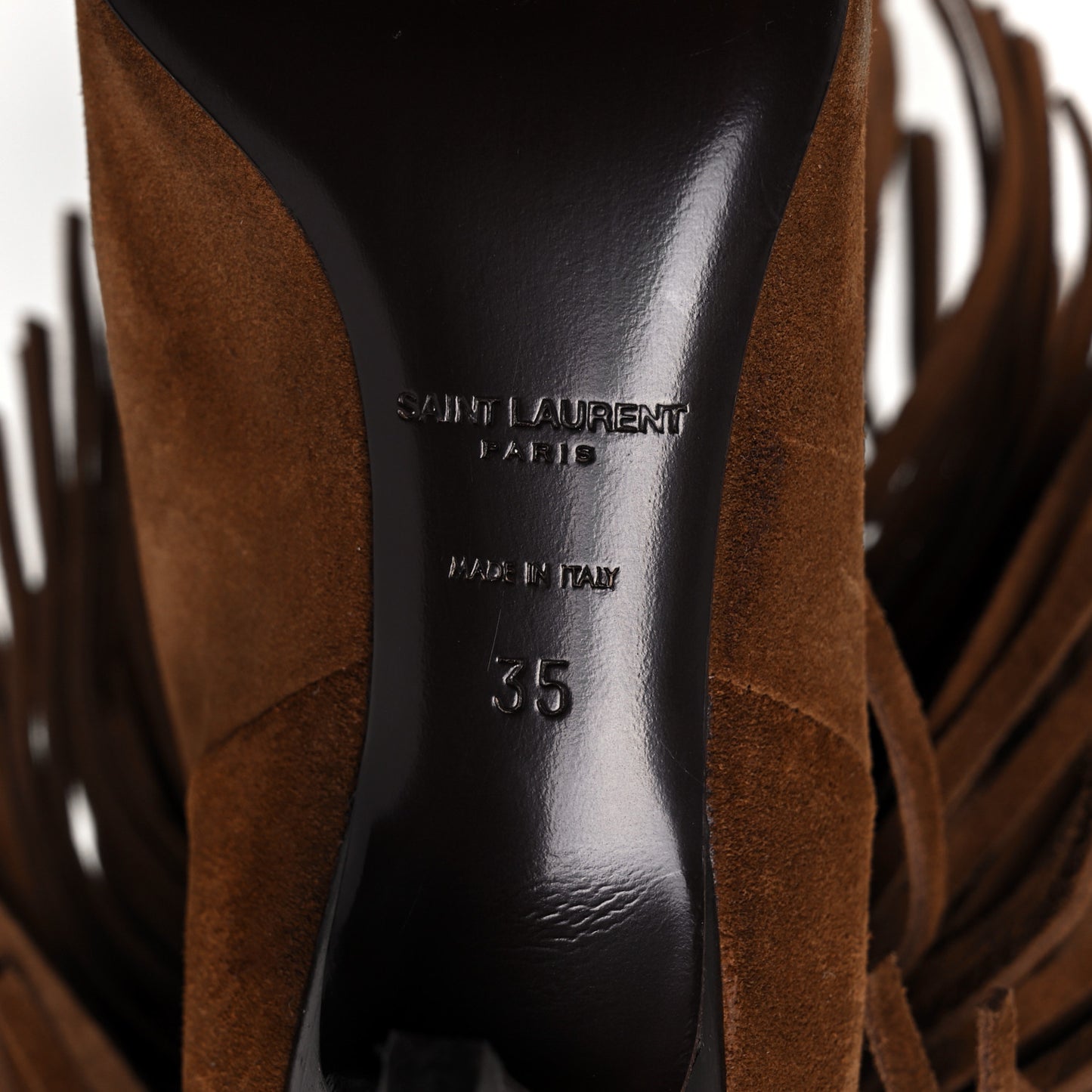 Suede Fringe Charlotte Ankle Boots 35 Tan