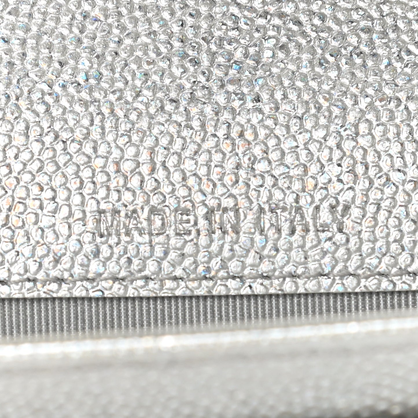 Glittered Metallic Caviar Quilted Flap Card Holder Wallet Silver