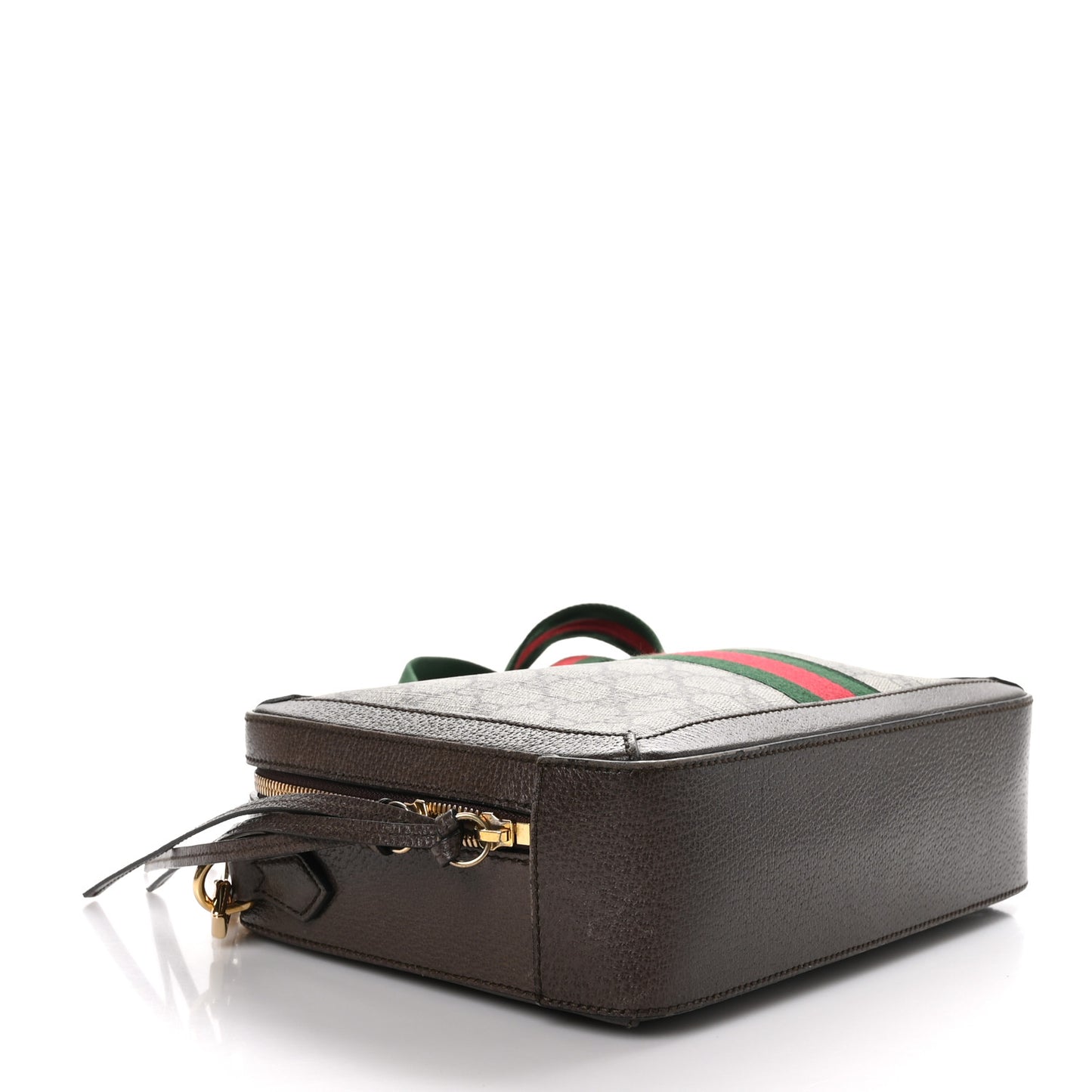 GG Supreme Monogram Web Small Ophidia Top Handle Shoulder Bag Brown