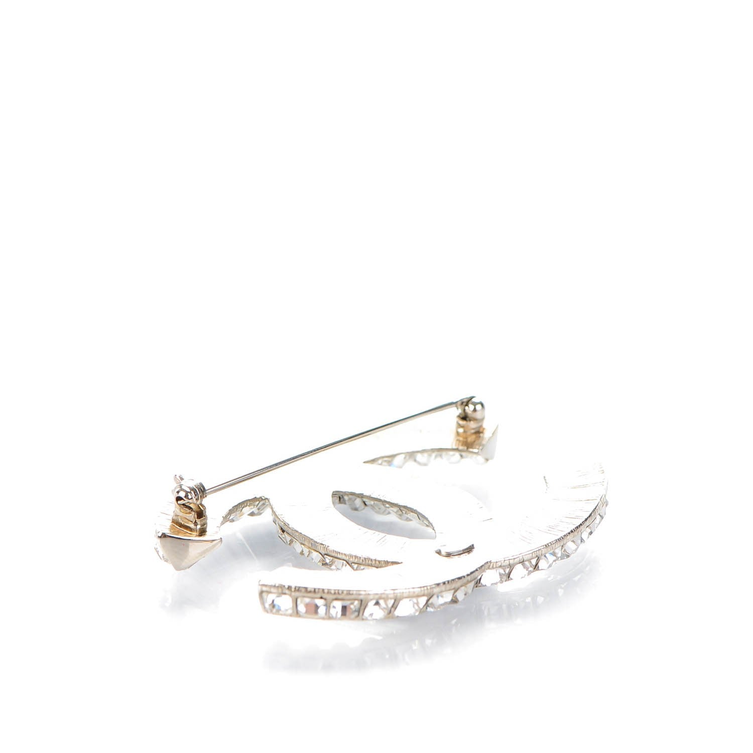 Chanel Baguette Crystal CC Brooch Silver 3 of 5