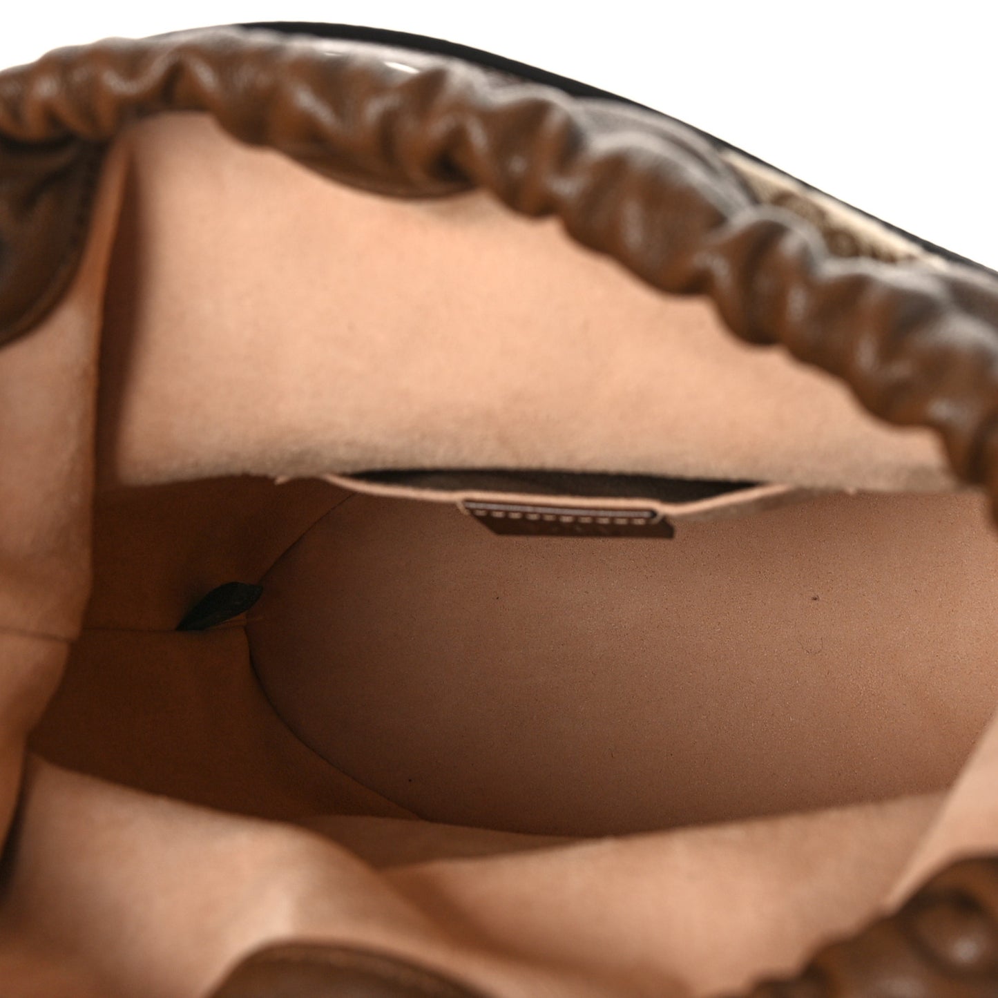 Monogram Textured Calfskin Horsebit 1955 Drawstring Bucket Bag Beige Brown Sugar