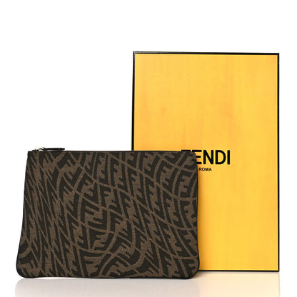Fendi X SARAH COLEMAN Fabric Jacquard FF Vertigo Pouch Tobacco Moro Black 11 of 11