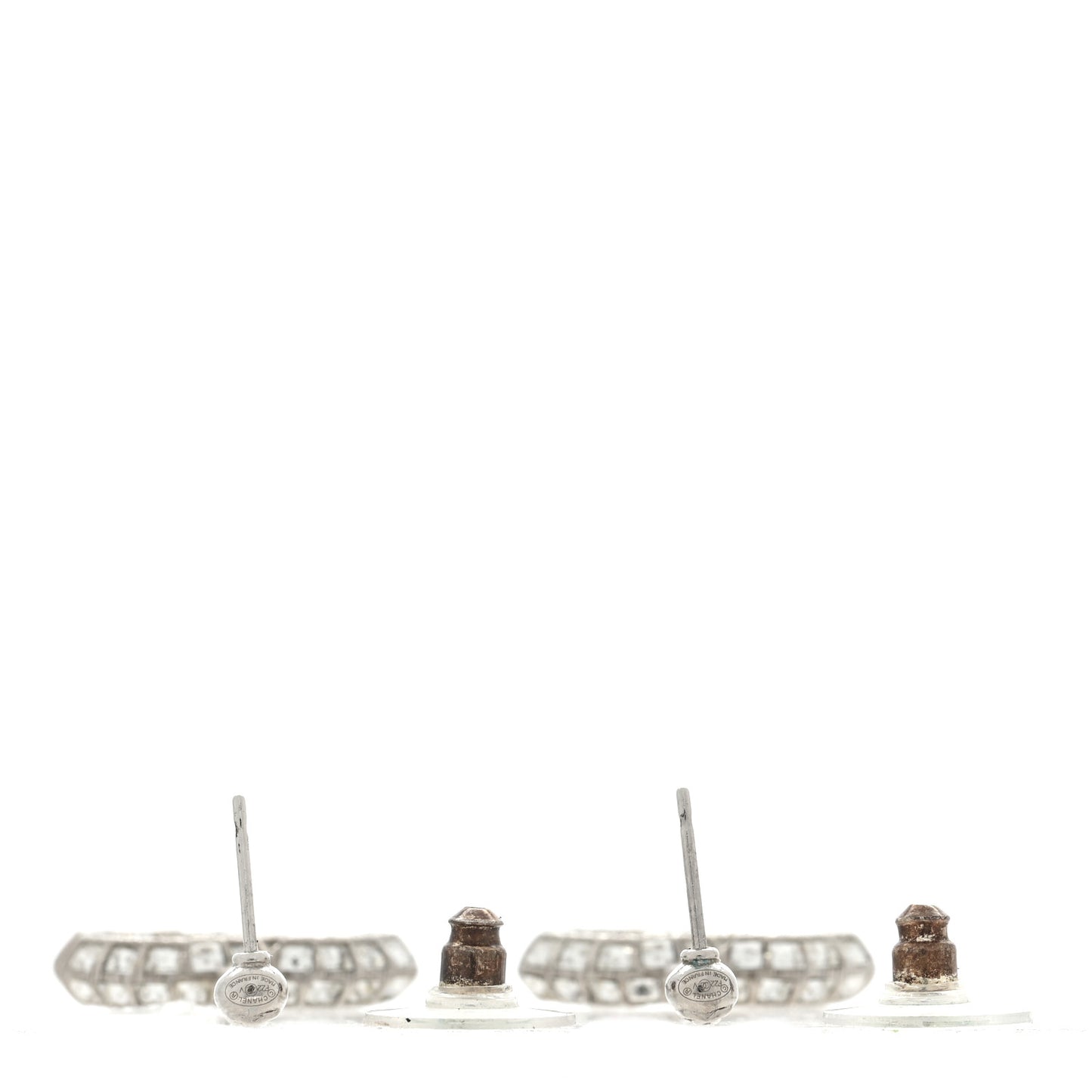Baguette Crystal CC Drop Earrings Silver