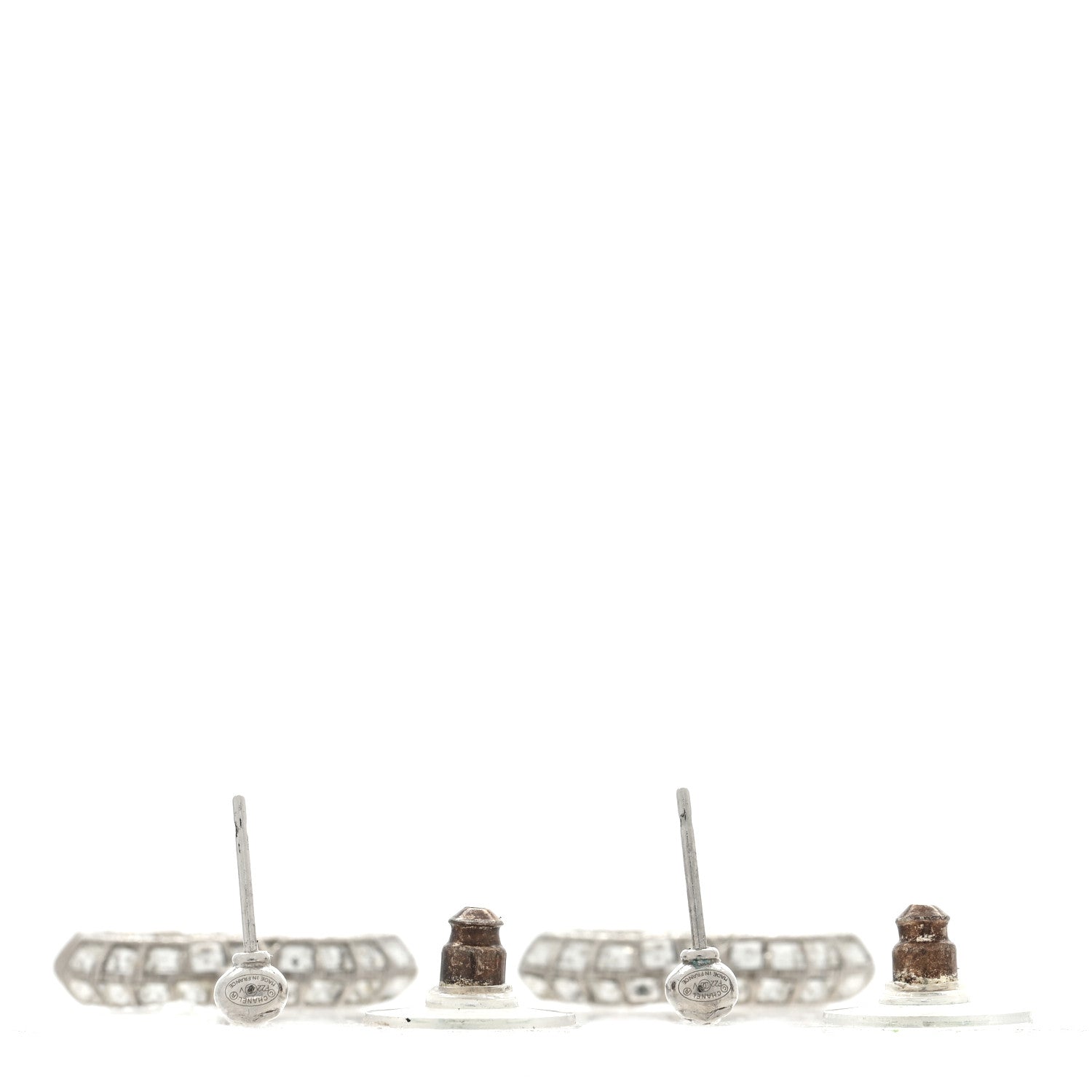 Chanel Baguette Crystal CC Drop Earrings Silver 3 of 4