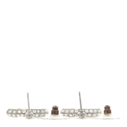 Chanel Baguette Crystal CC Drop Earrings Silver 3 of 4