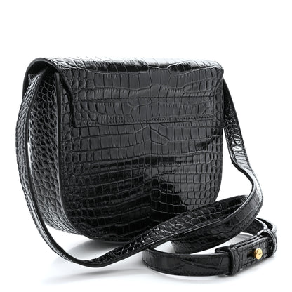 Saint Laurent Crocodile Embossed Calfskin Small Kaia Satchel Black 3 of 10