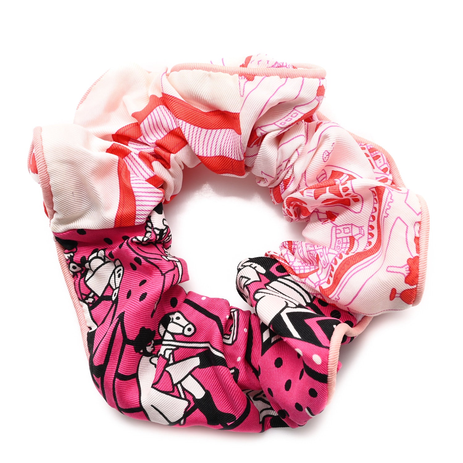 Hermes Silk Patchwork Claudia Scrunchie Multicolore 1 of 4