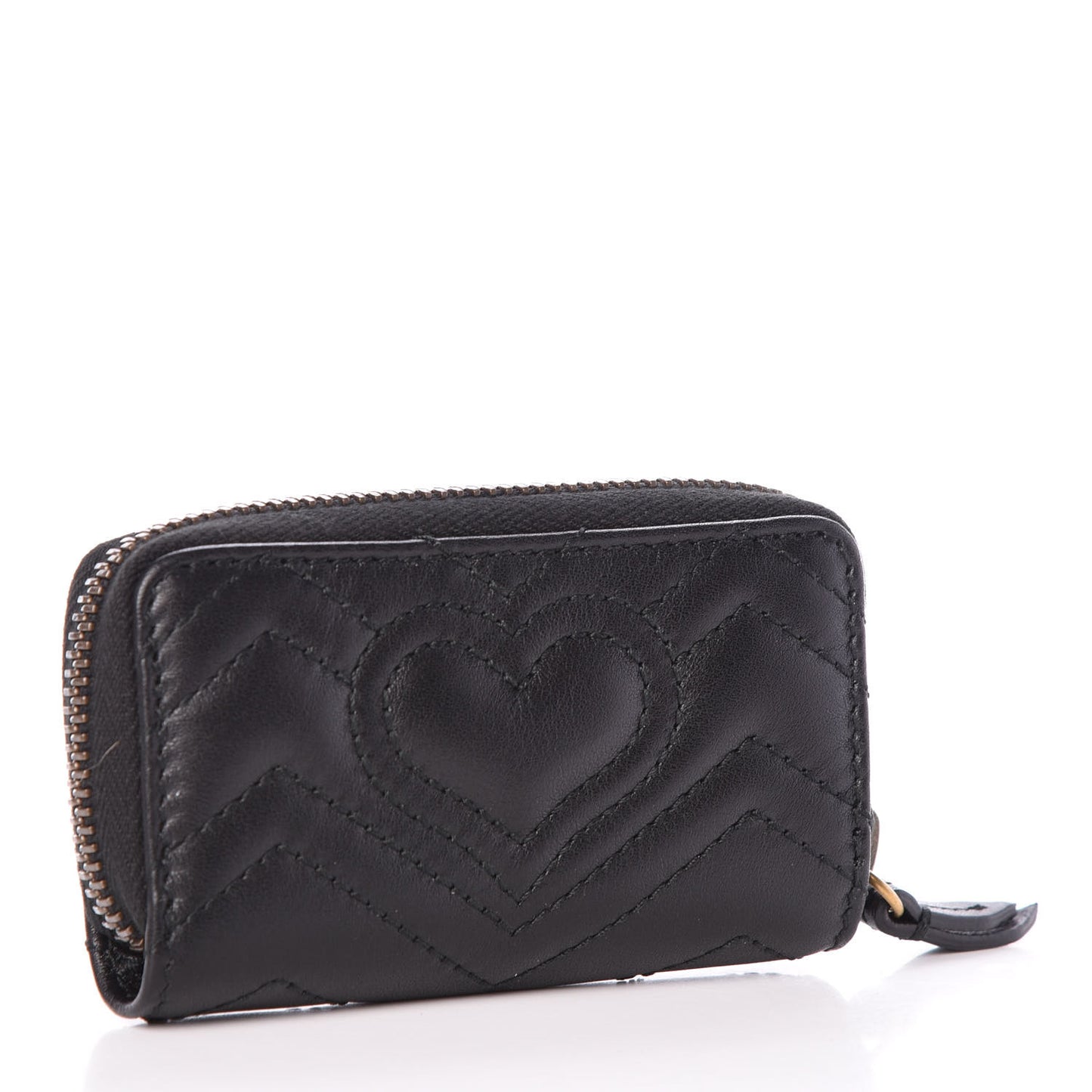 Calfskin Matelasse GG Marmont Zip Around Key Case Black