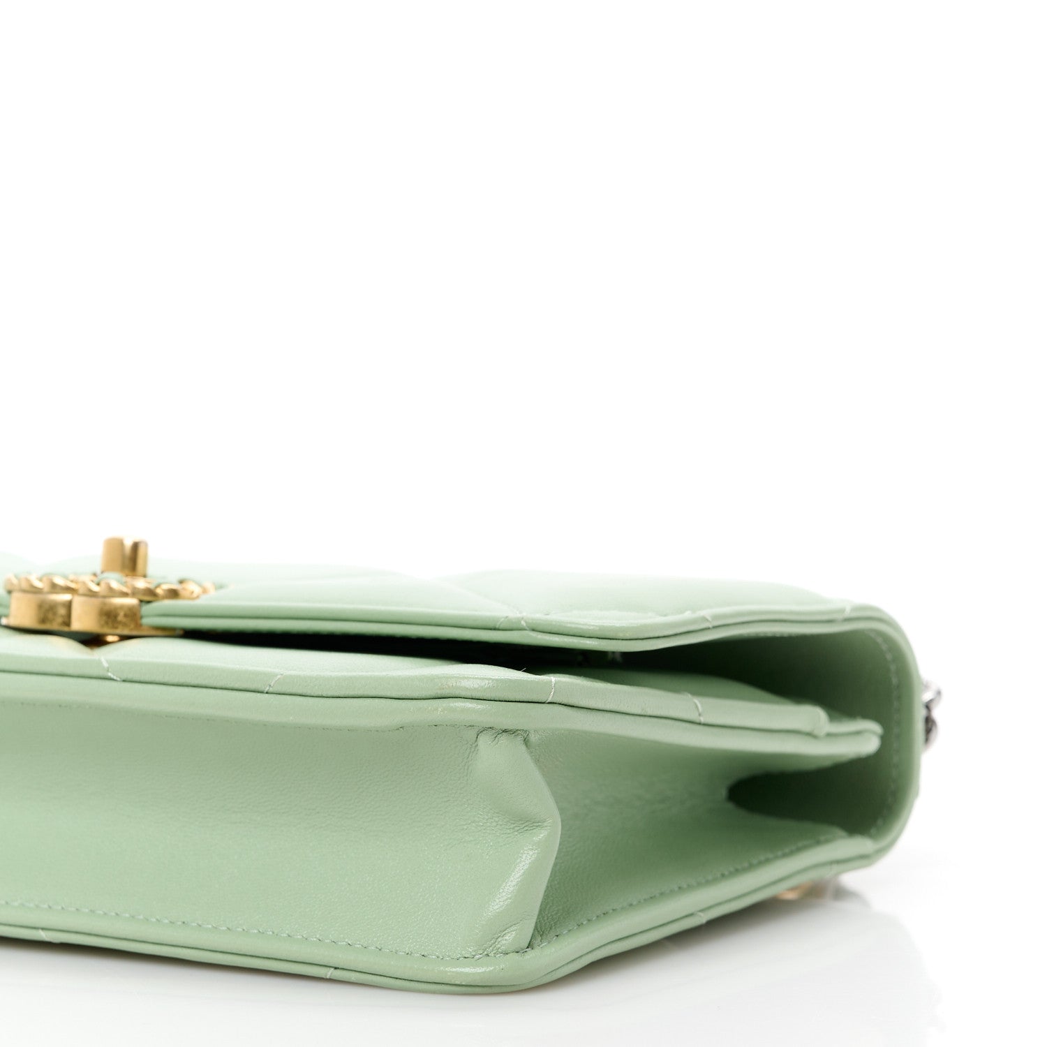 Chanel Lambskin Quilted Chanel 19 Wallet On Chain WOC Light Green 11 of 12