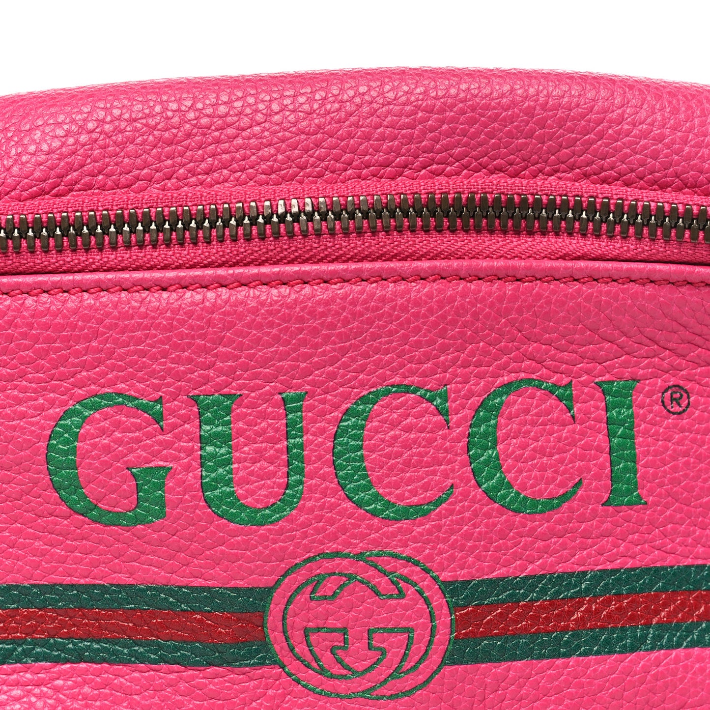 Grained Calfskin Small Logo Belt Bag Box Pink Green