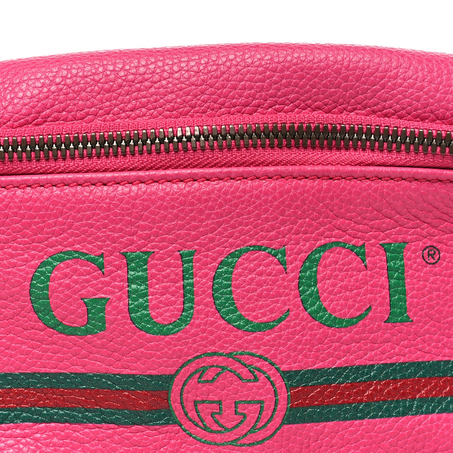 Gucci Grained Calfskin Small Logo Belt Bag Box Pink Green 8 of 10