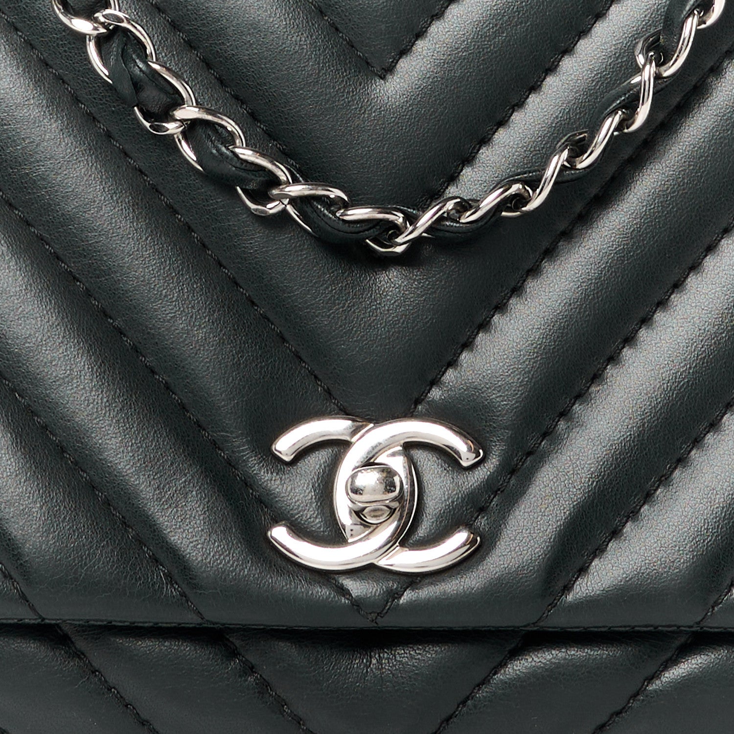 Chanel Lambskin Chevron Quilted Single Flap Black 9 of 12