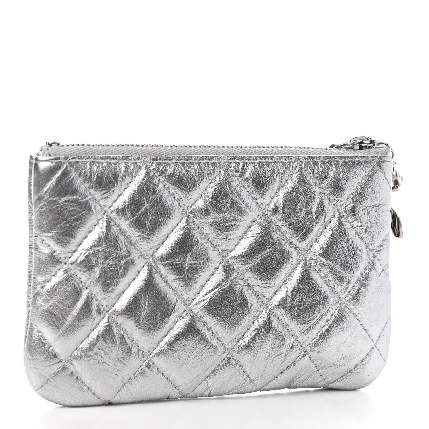 Chanel Metallic Calfskin Quilted Small Cosmo Cosmetic Case Silver 3 of 9