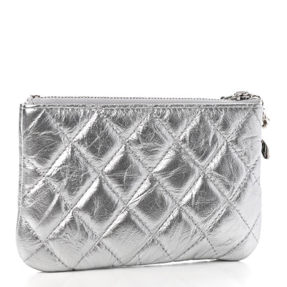 Chanel Metallic Calfskin Quilted Small Cosmo Cosmetic Case Silver 3 of 9