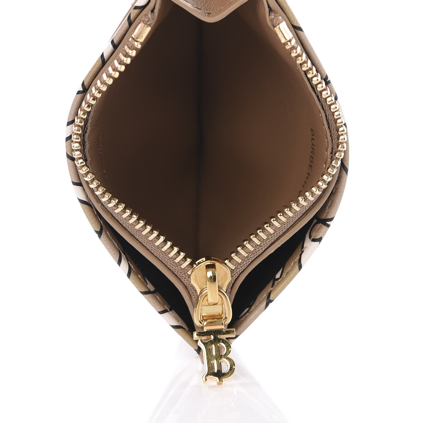 Calfskin Monogram Panola Zip Card Holder Beige