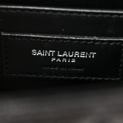 Saint Laurent Grain De Poudre Textured Mixed Matelasse Triquilt Medium Monogram Satchel Black 6 of 10
