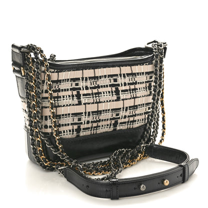 Chanel Tweed Calfskin Calfskin Small Gabrielle Hobo Black Light Beige 3 of 10